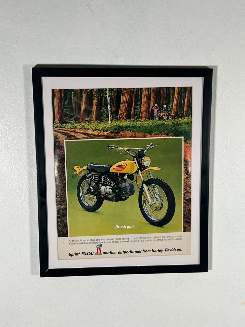 Harley-Davidson Yellow & Black Sprint Motorcycle Advertisement Framed Art Ad